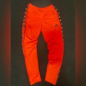 adidas Kids Orange Track Joggers with Side Logo Tape